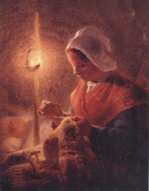 Jean Francois Millet Woman Sewing by Lamplight China oil painting art